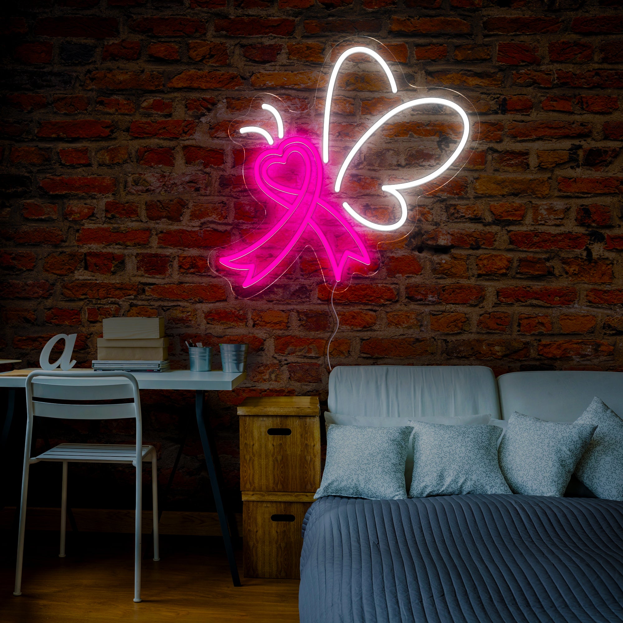 Butterfly Ribbon Neon Sign