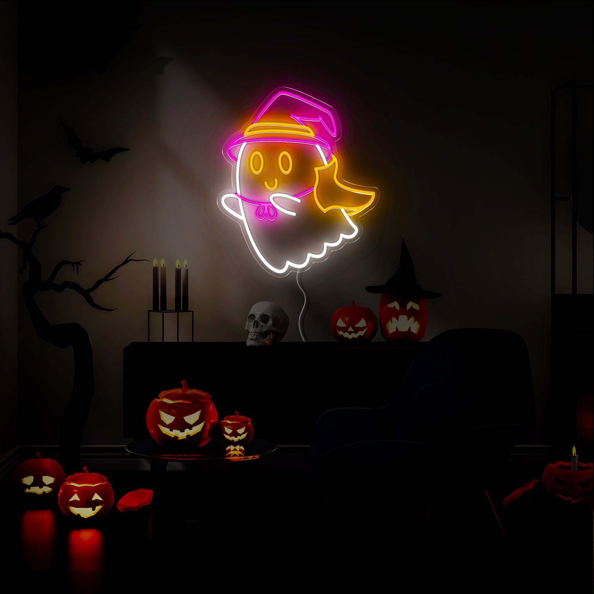 Cute Boo Haloween Neon Sign