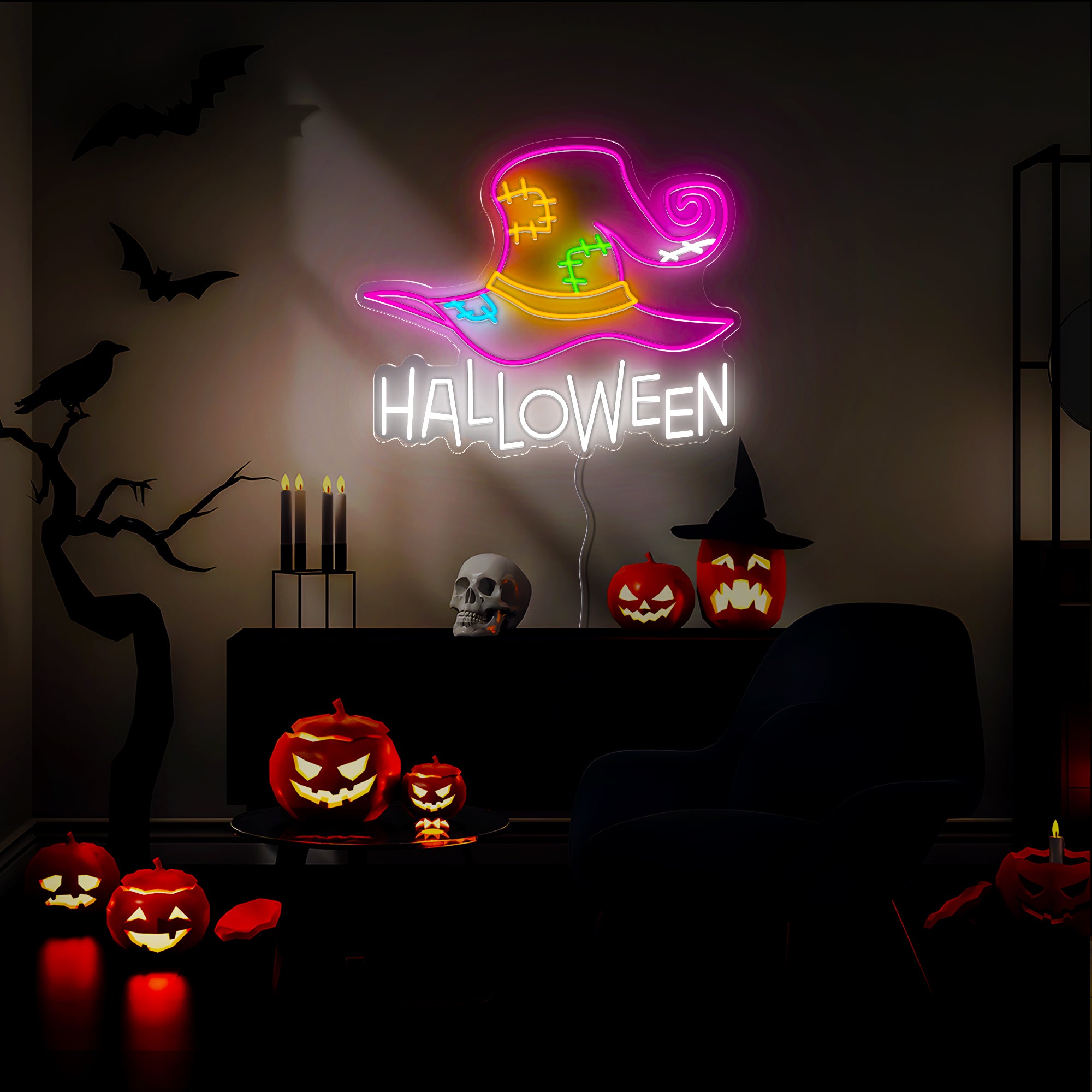 Halloween Hat Neon Sign