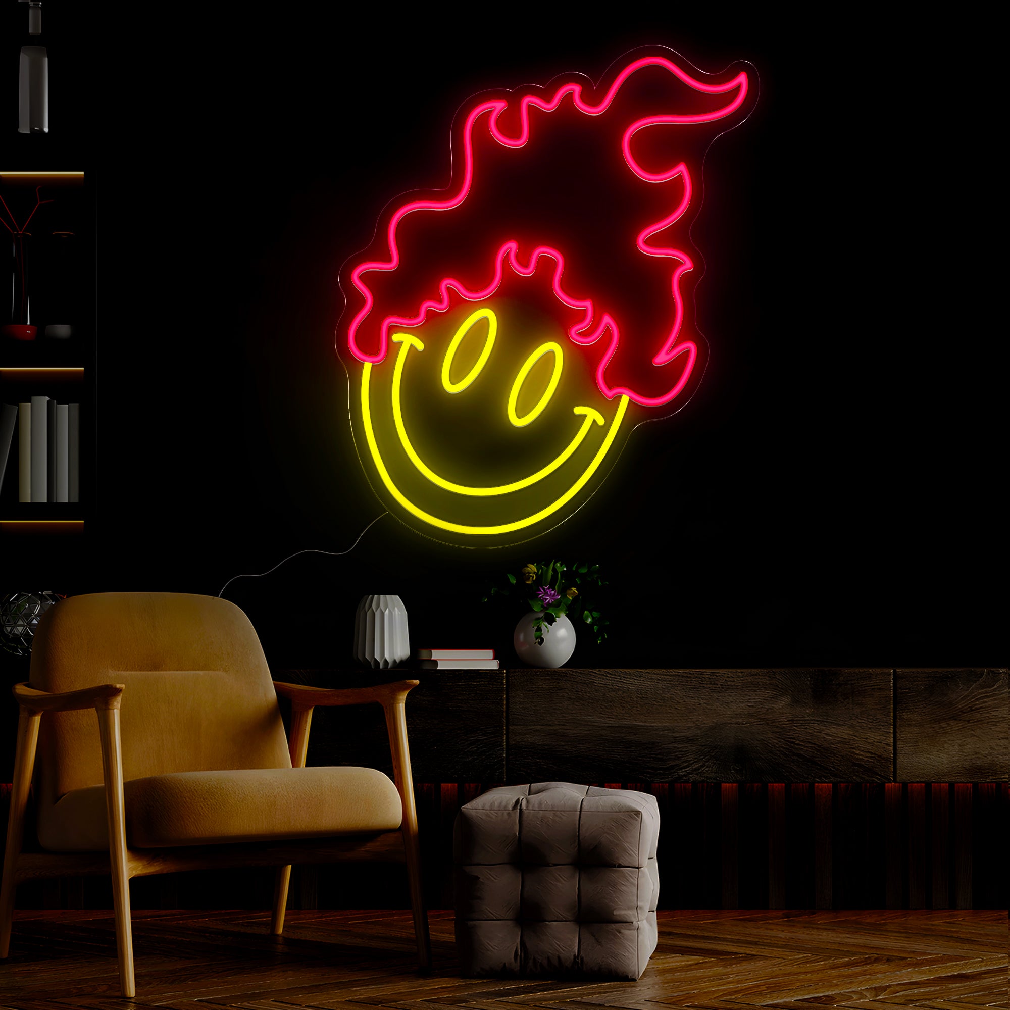 Burning Emoticon Neon Sign