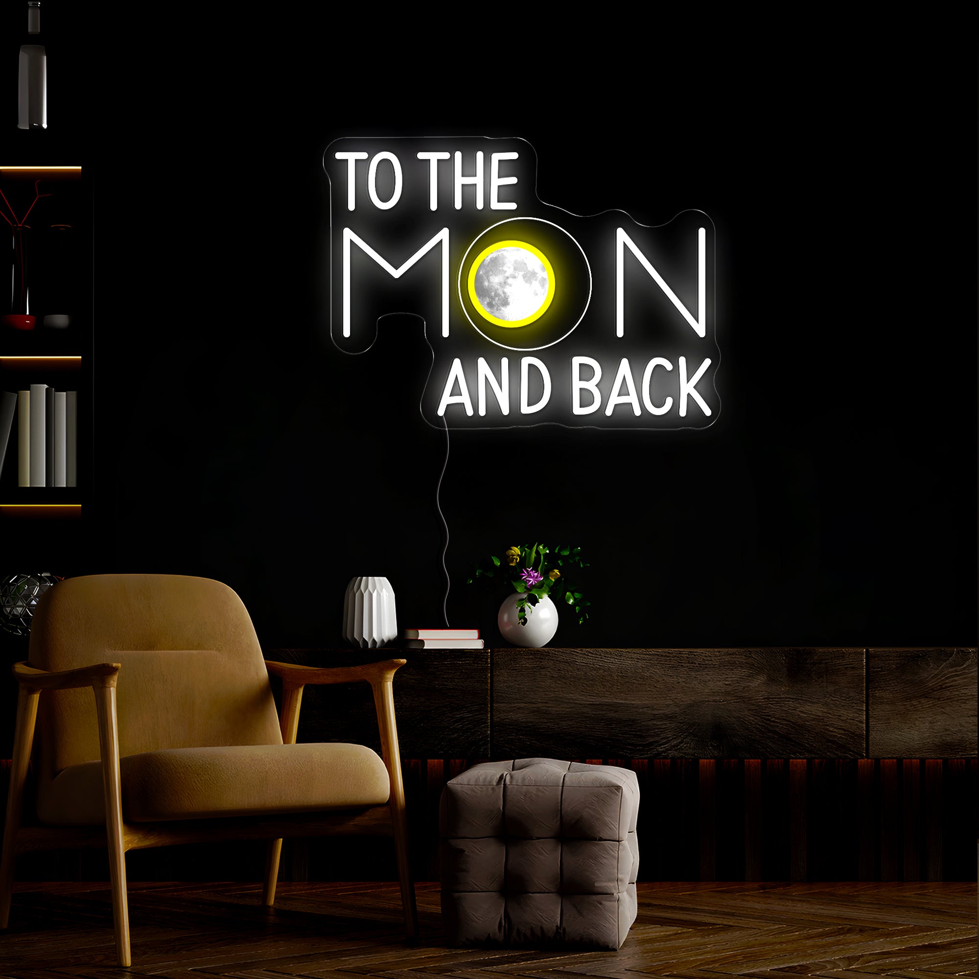 To The Moon And Back Artwork Neon Sign