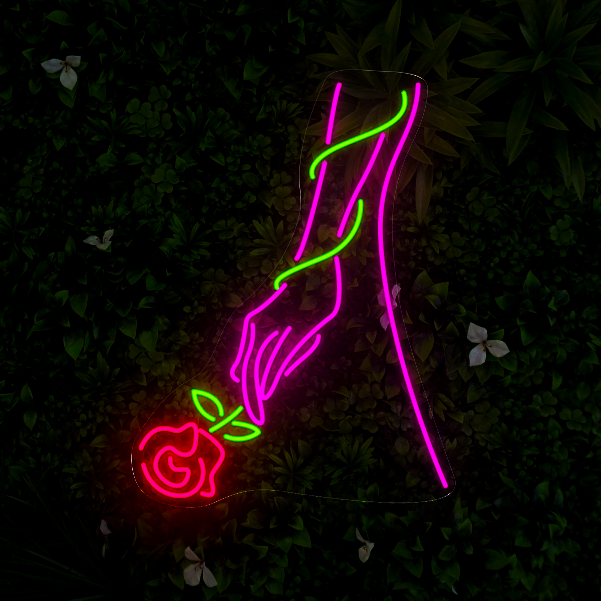 Holding A Rose Neon Sign