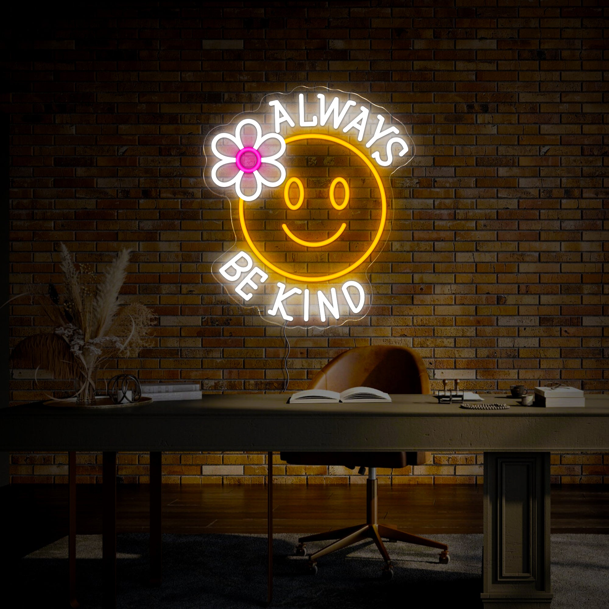 Smiley Always Be Kind Neon Sign