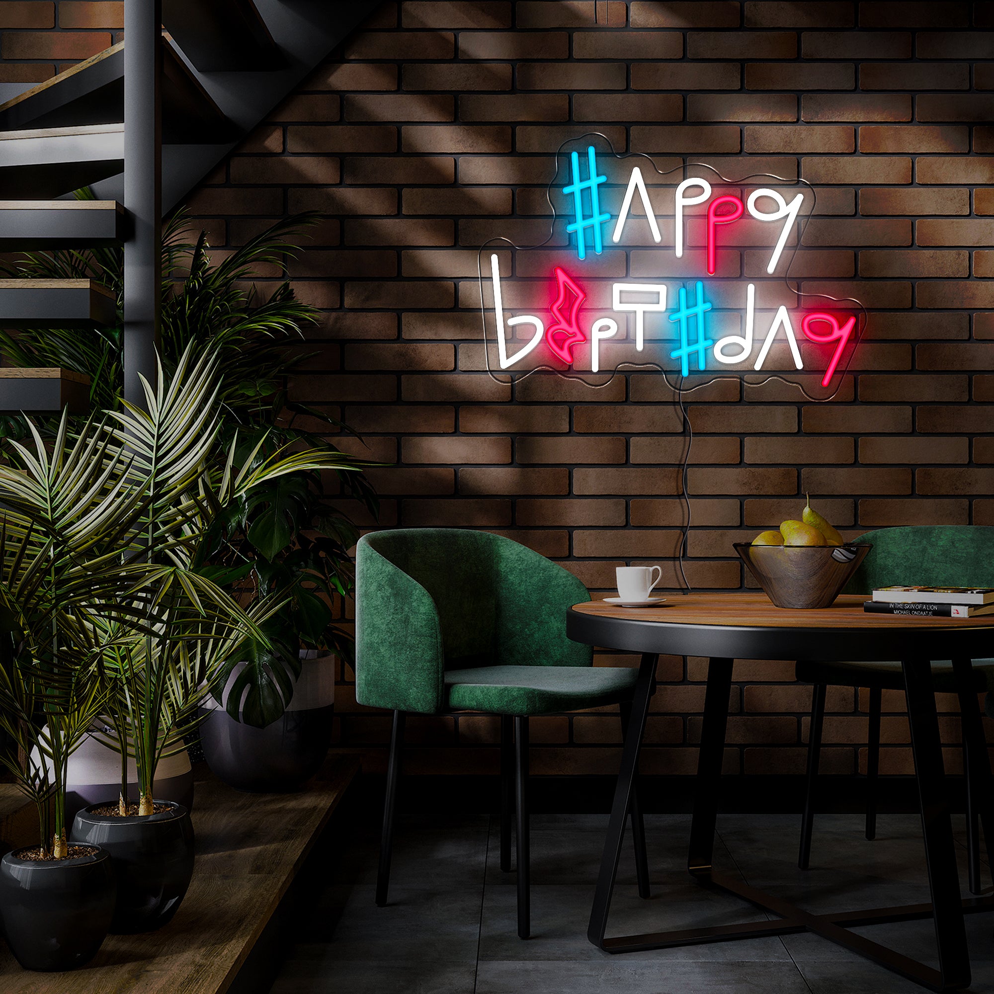 Happy Birthday Musical Notes Neon Sign