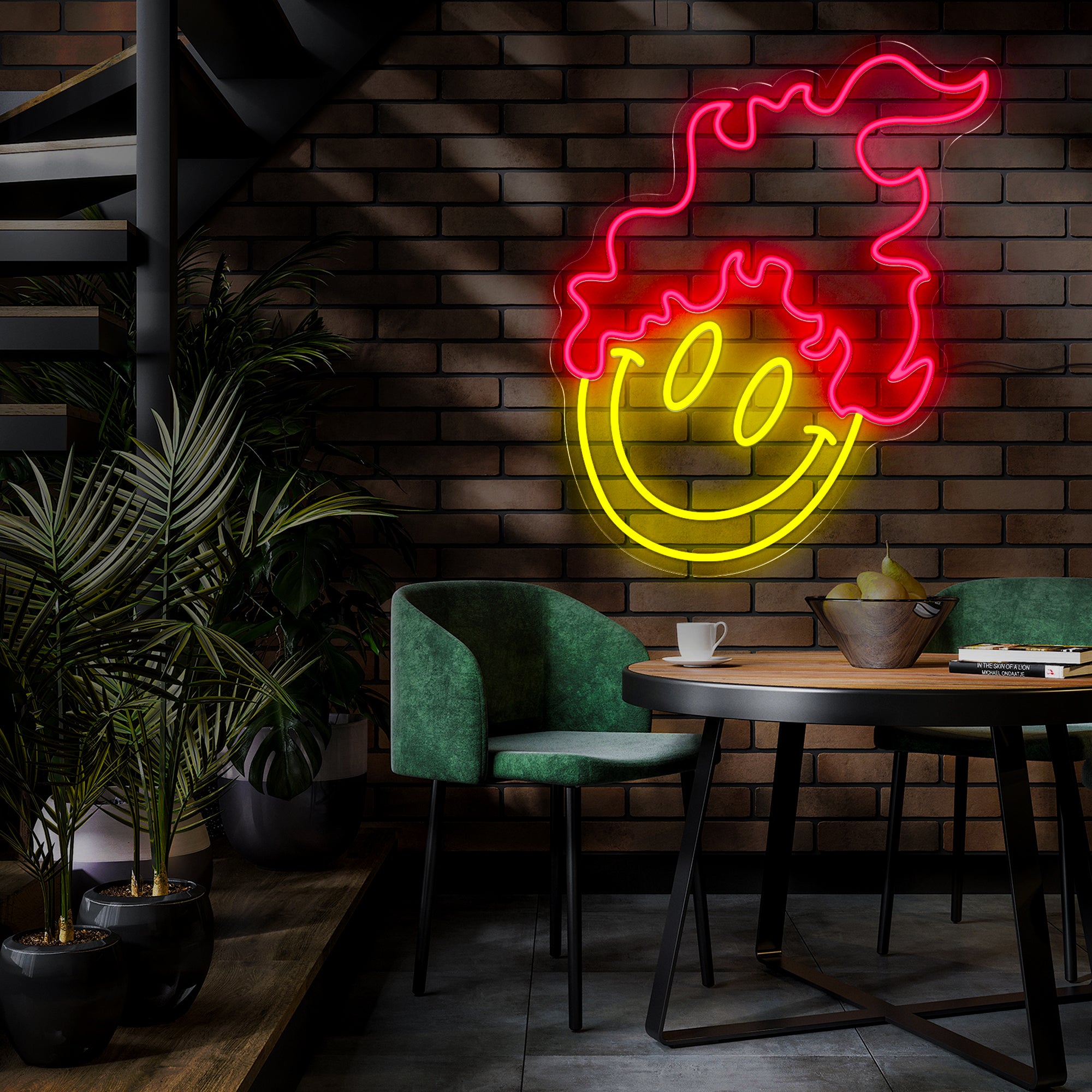 Burning Emoticon Neon Sign