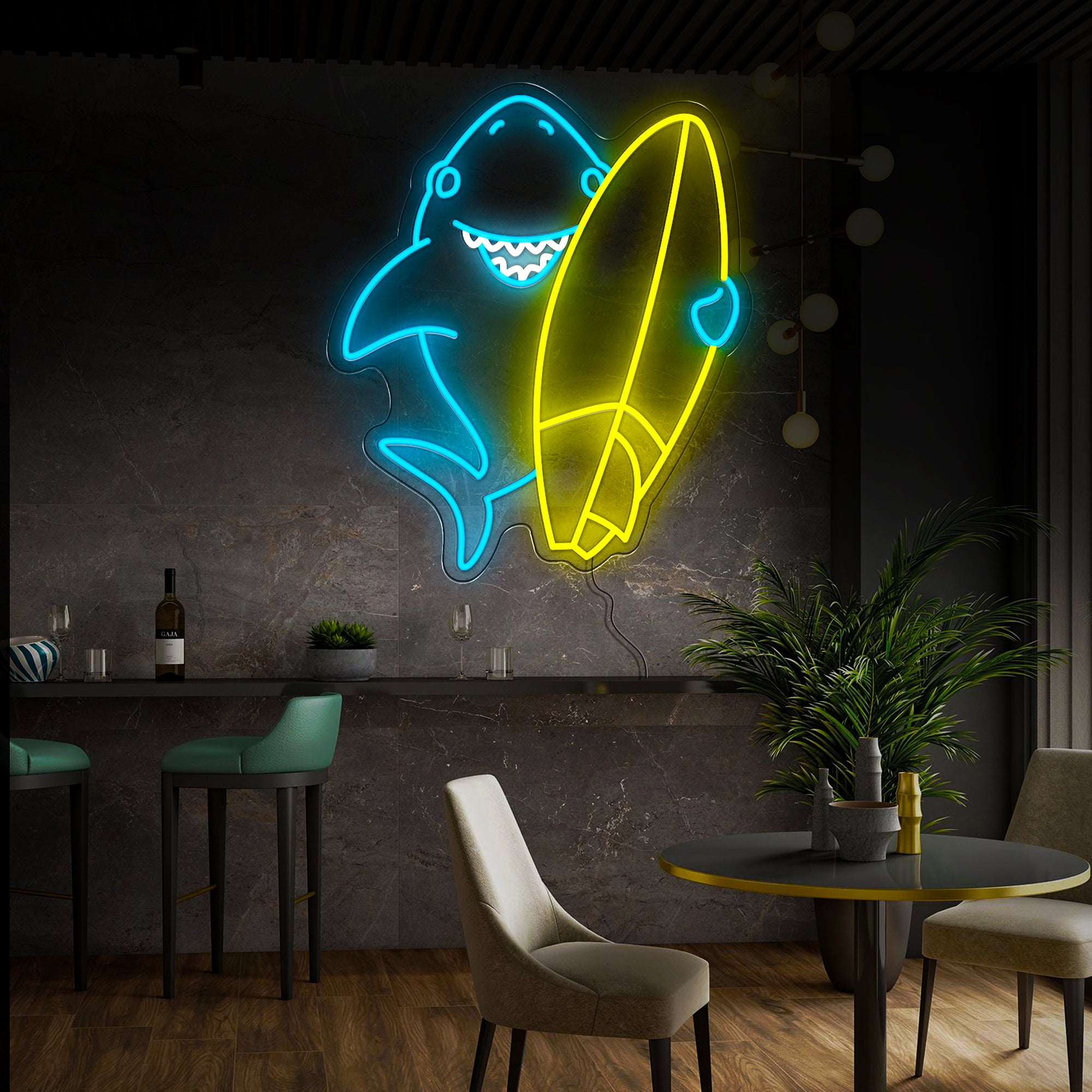 Shark Surfing Neon Sign