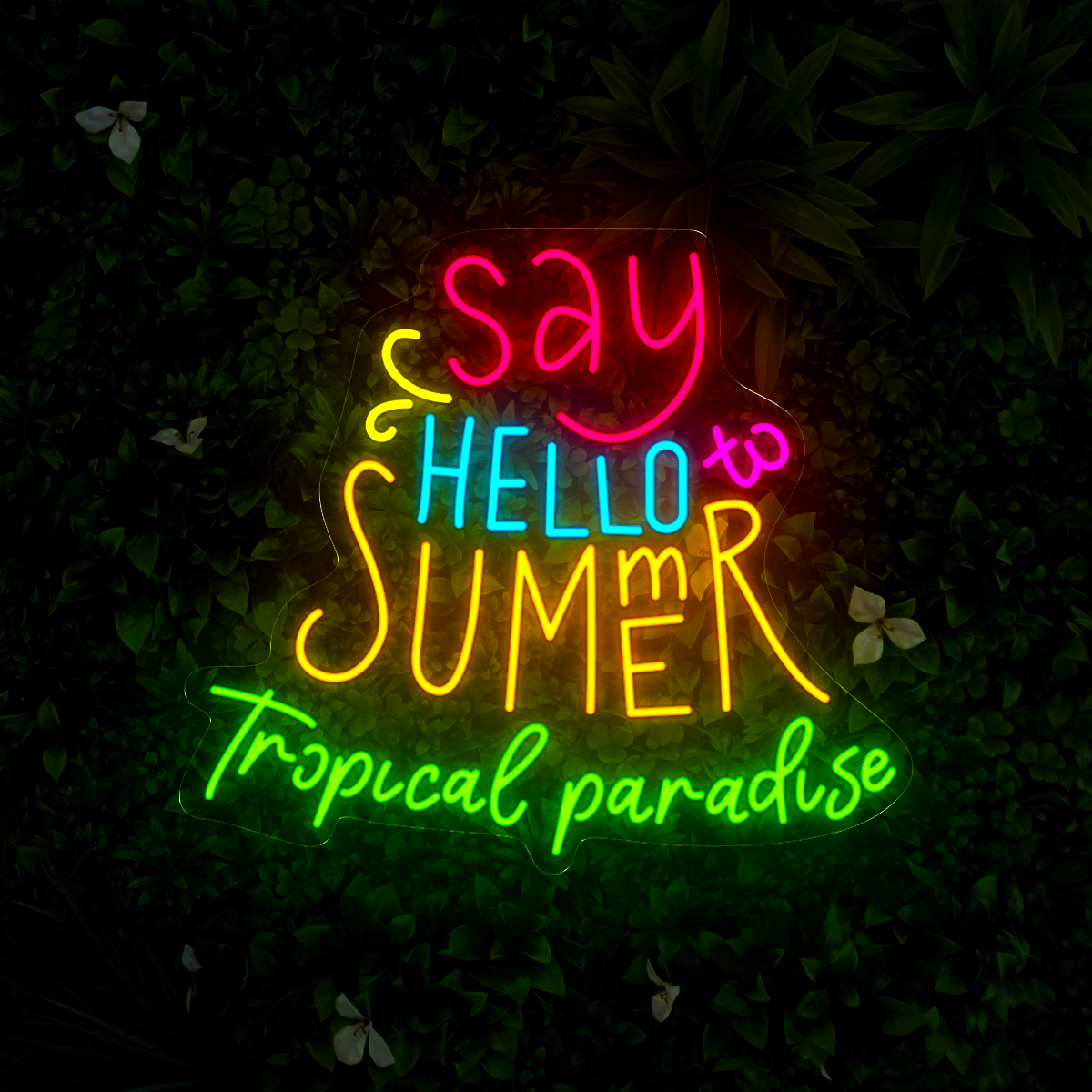 Say Hello Summer Tropical Paradise Neon Sign