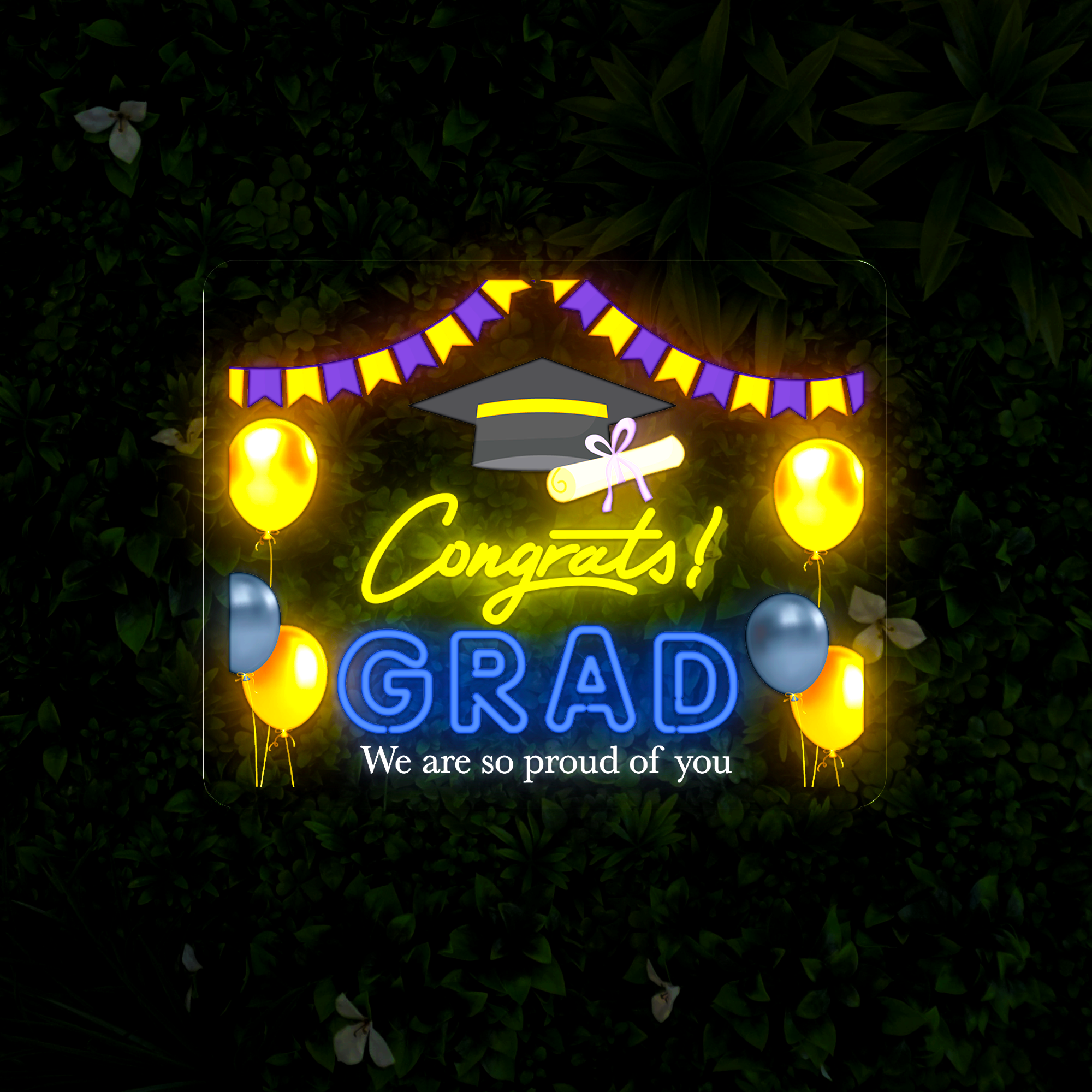 Glow Graduation Party Banner Artwork Neon Sign