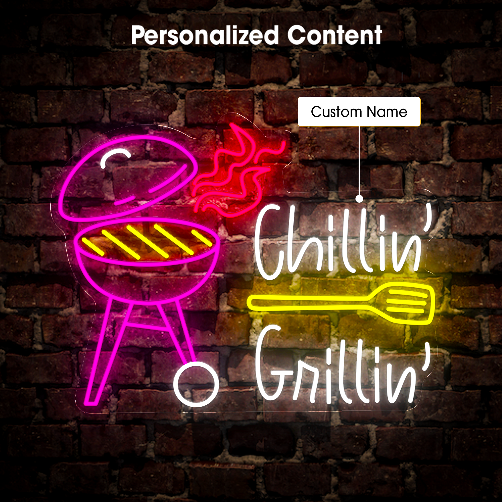 Personalized Chilling And Grilling Barbecue Neon Sign