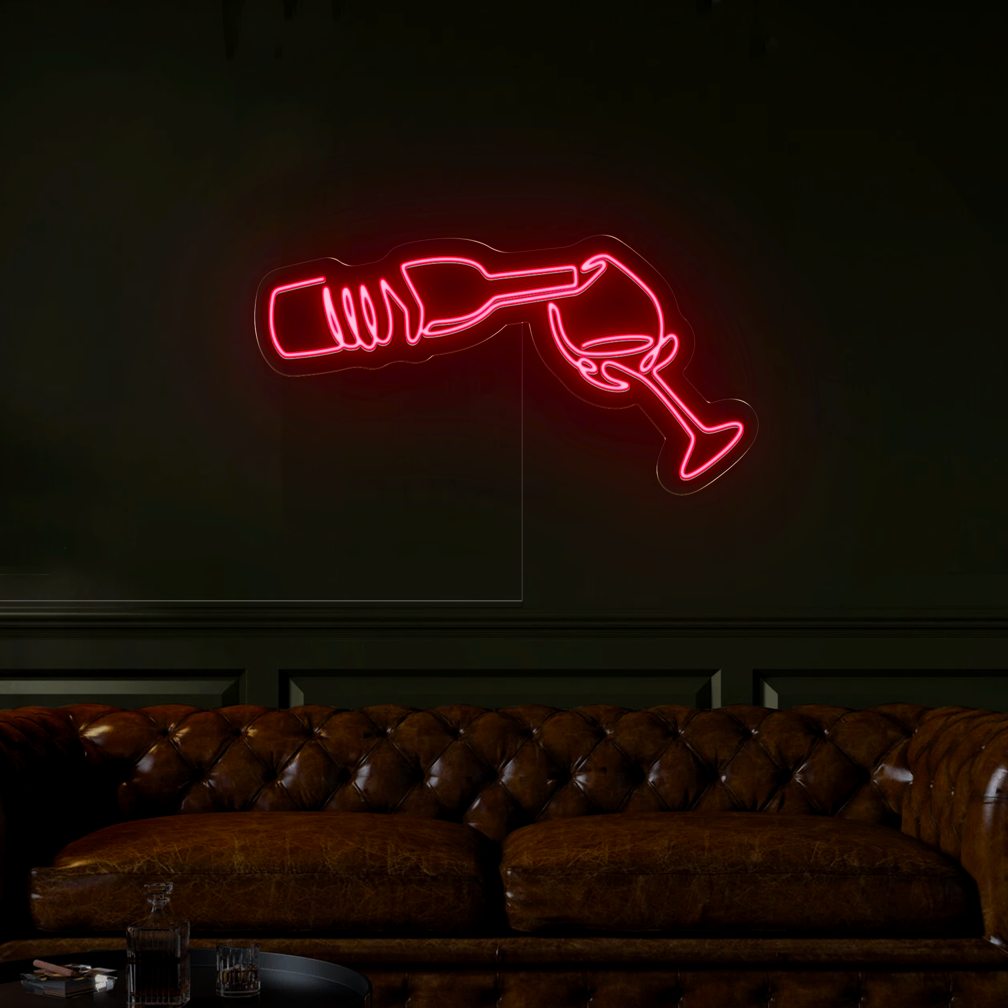 Wine Poured To Glass Neon Sign
