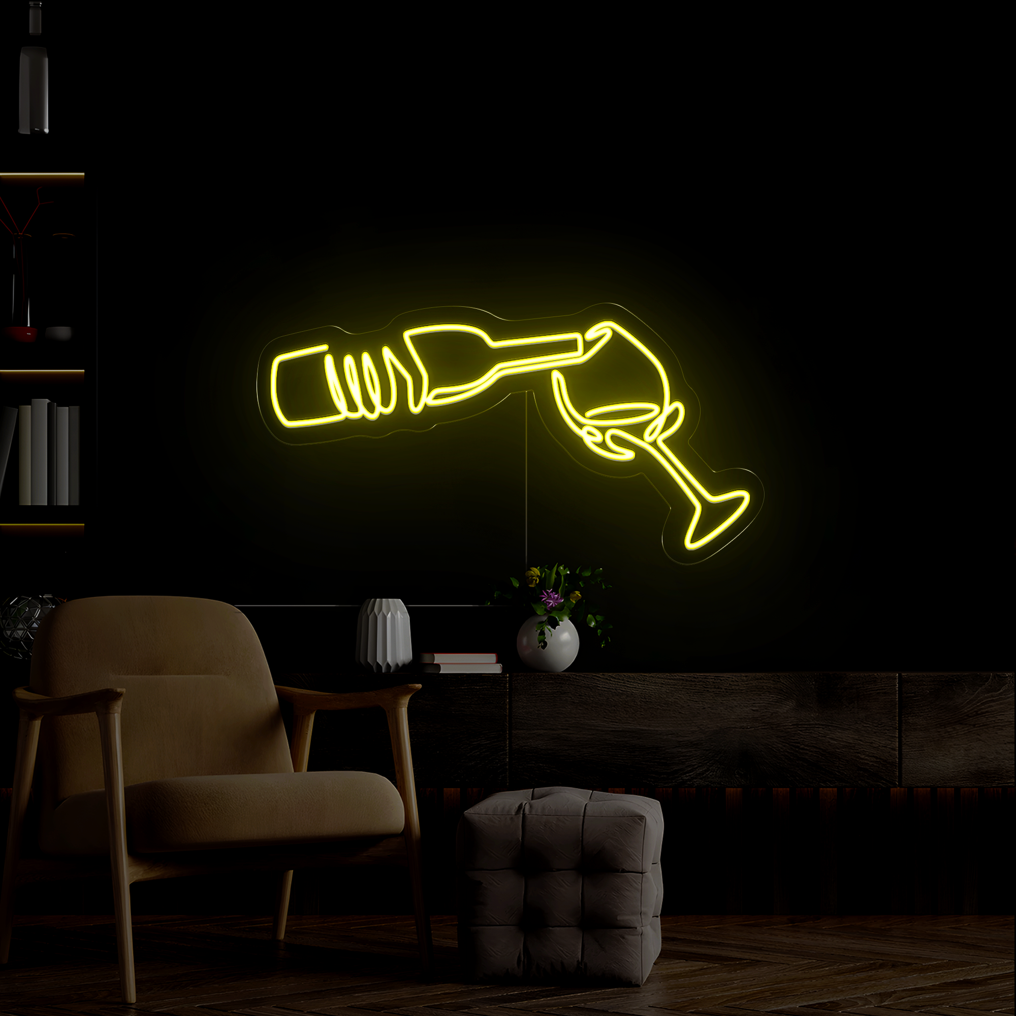 Wine Poured To Glass Neon Sign