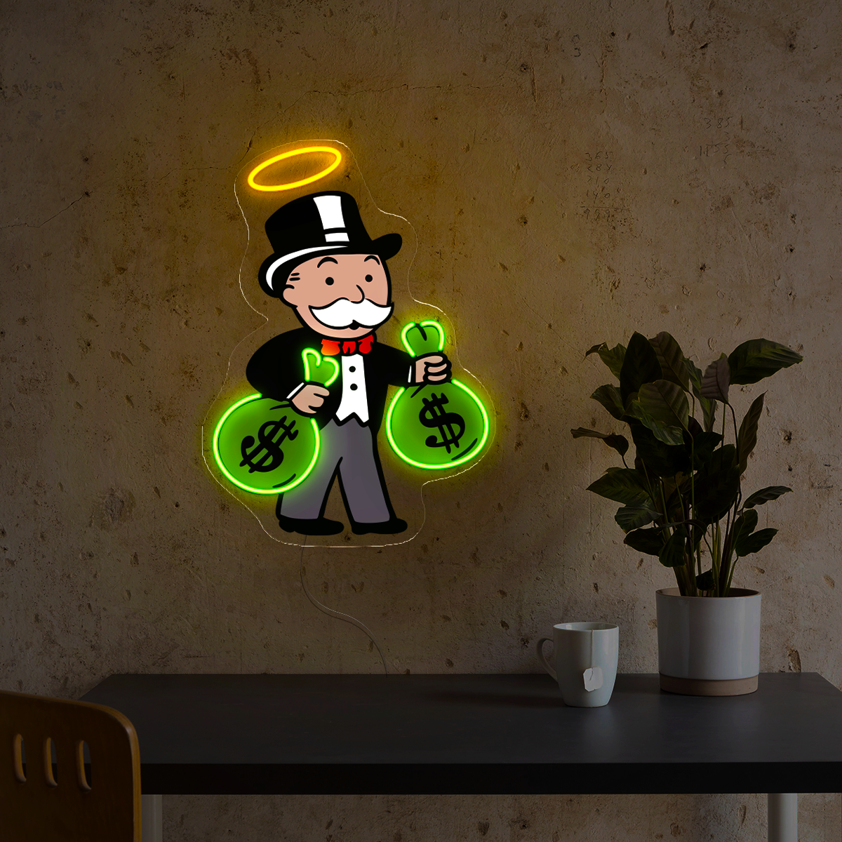 Monopoly Man Money Bag Artwork Led Neon Sign