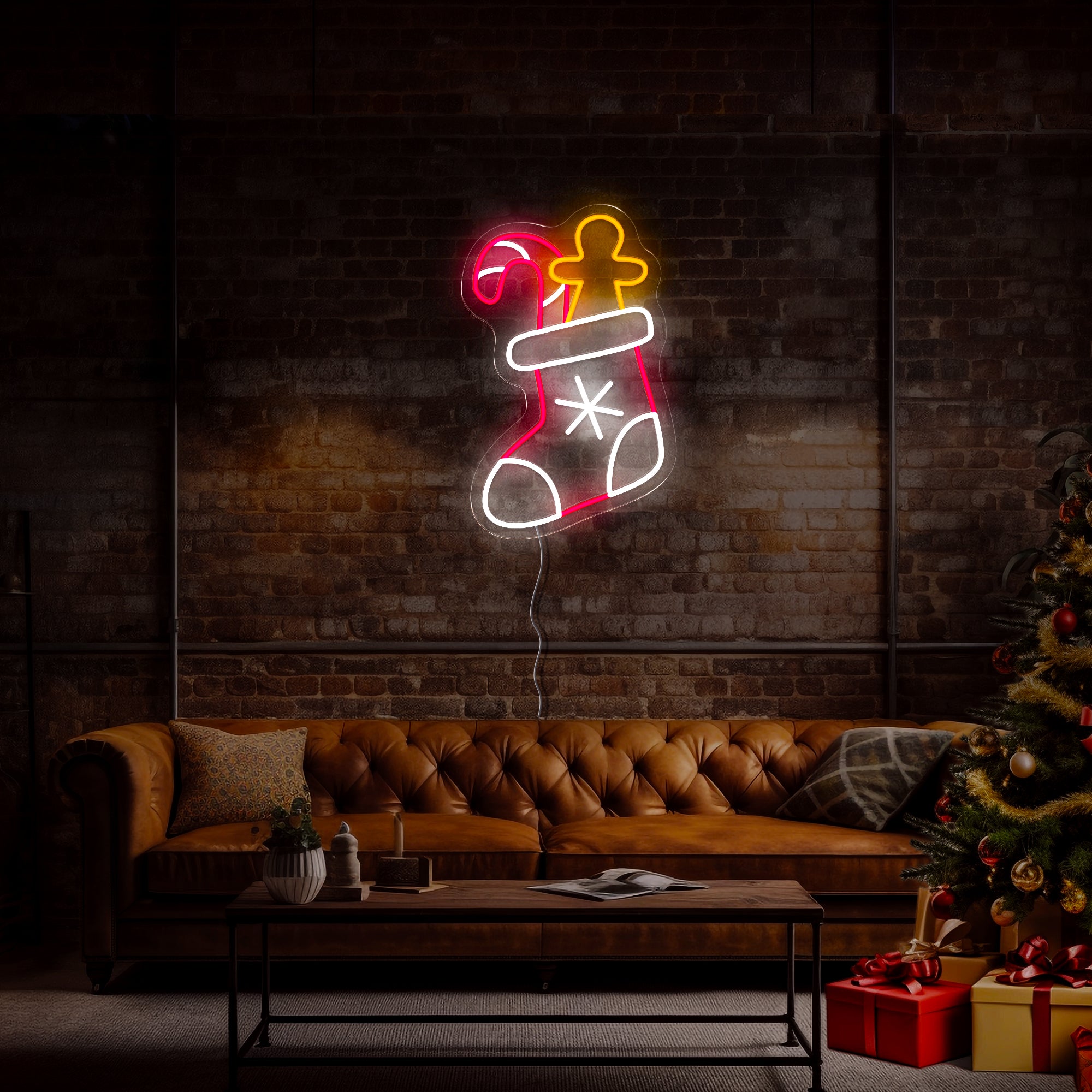 Christmas Sock with Candies Led Neon Sign