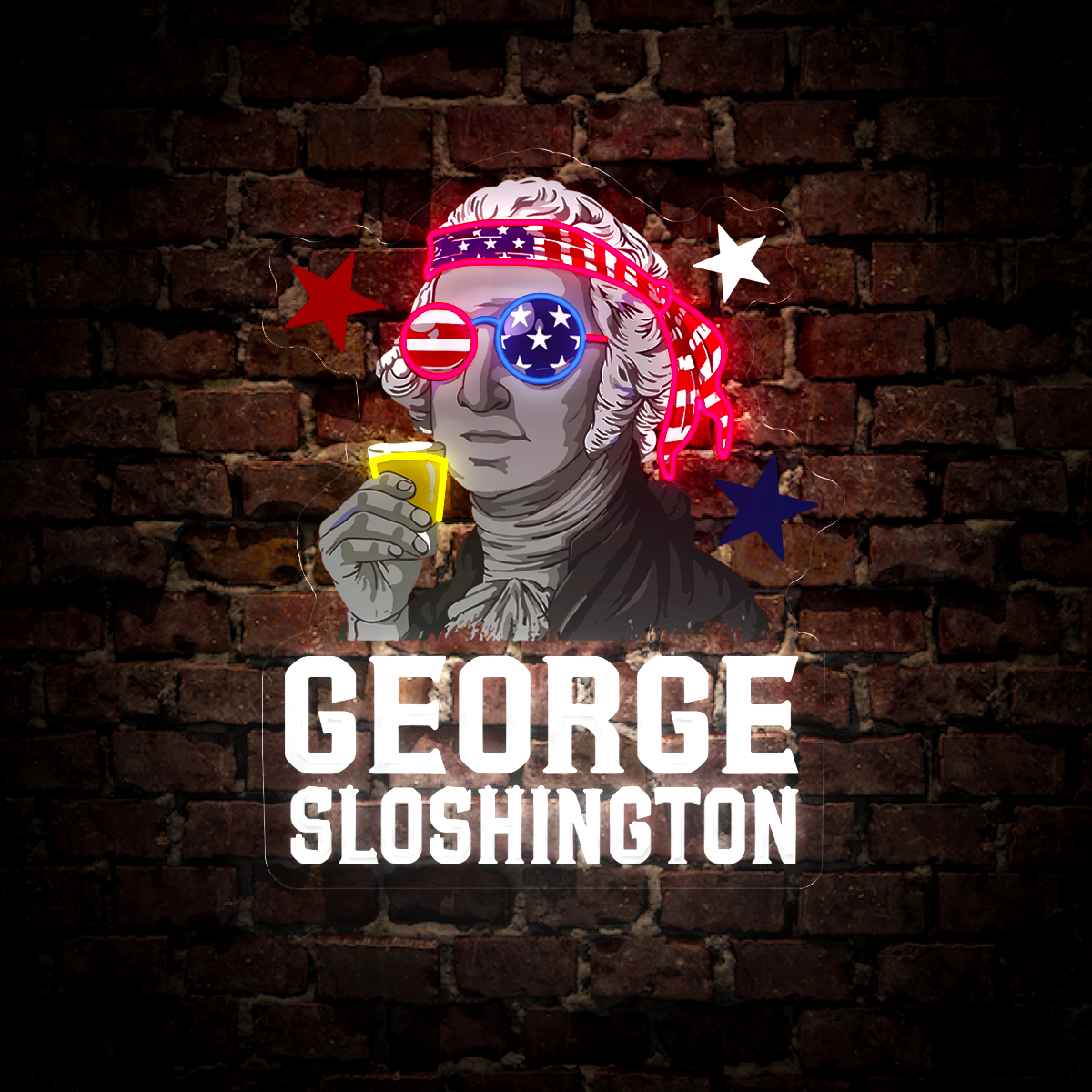 George Sloshington Washington 4th Of July American Men Artwork Led Neon Sign