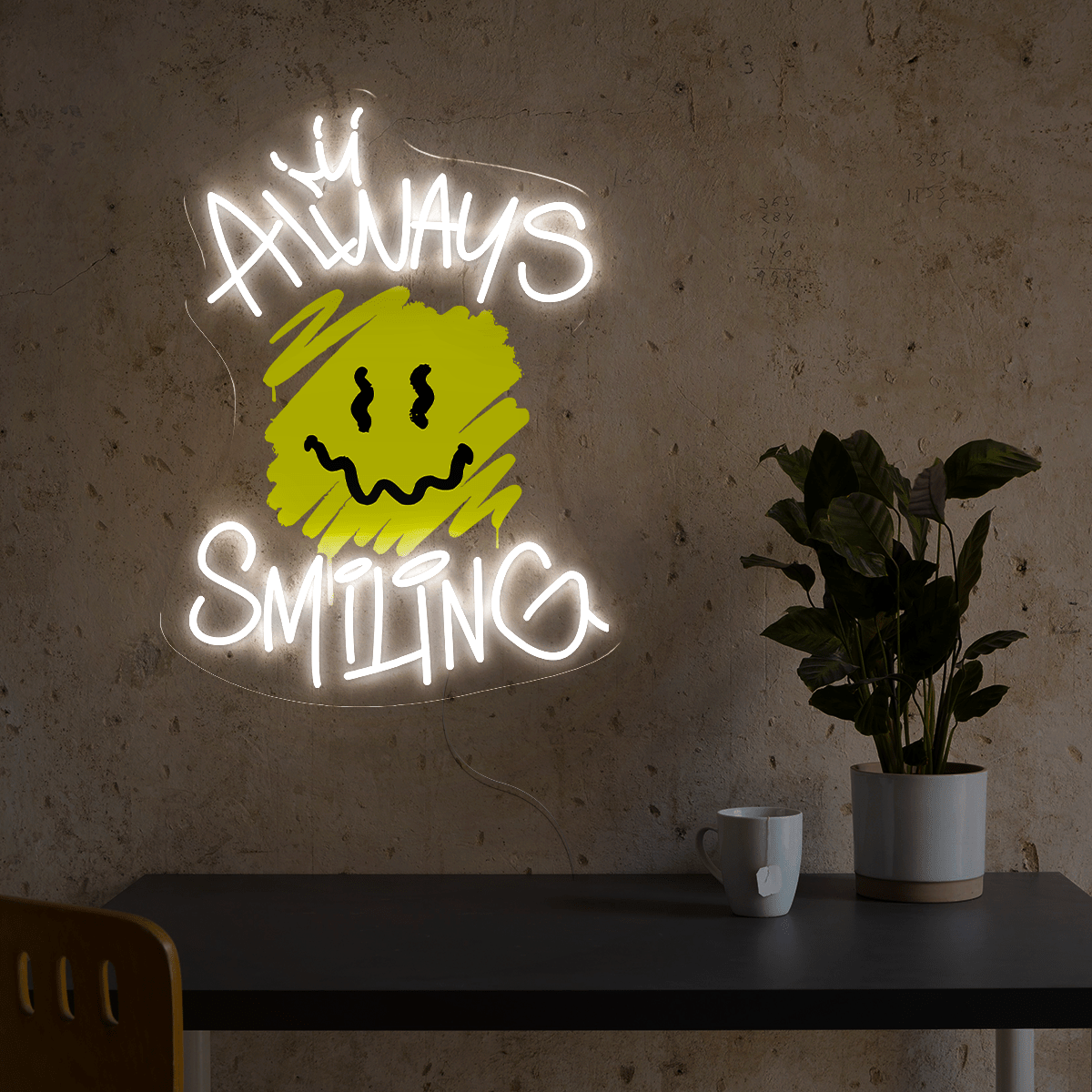 Always Smiling Artwork Led Neon Sign - Reels Custom