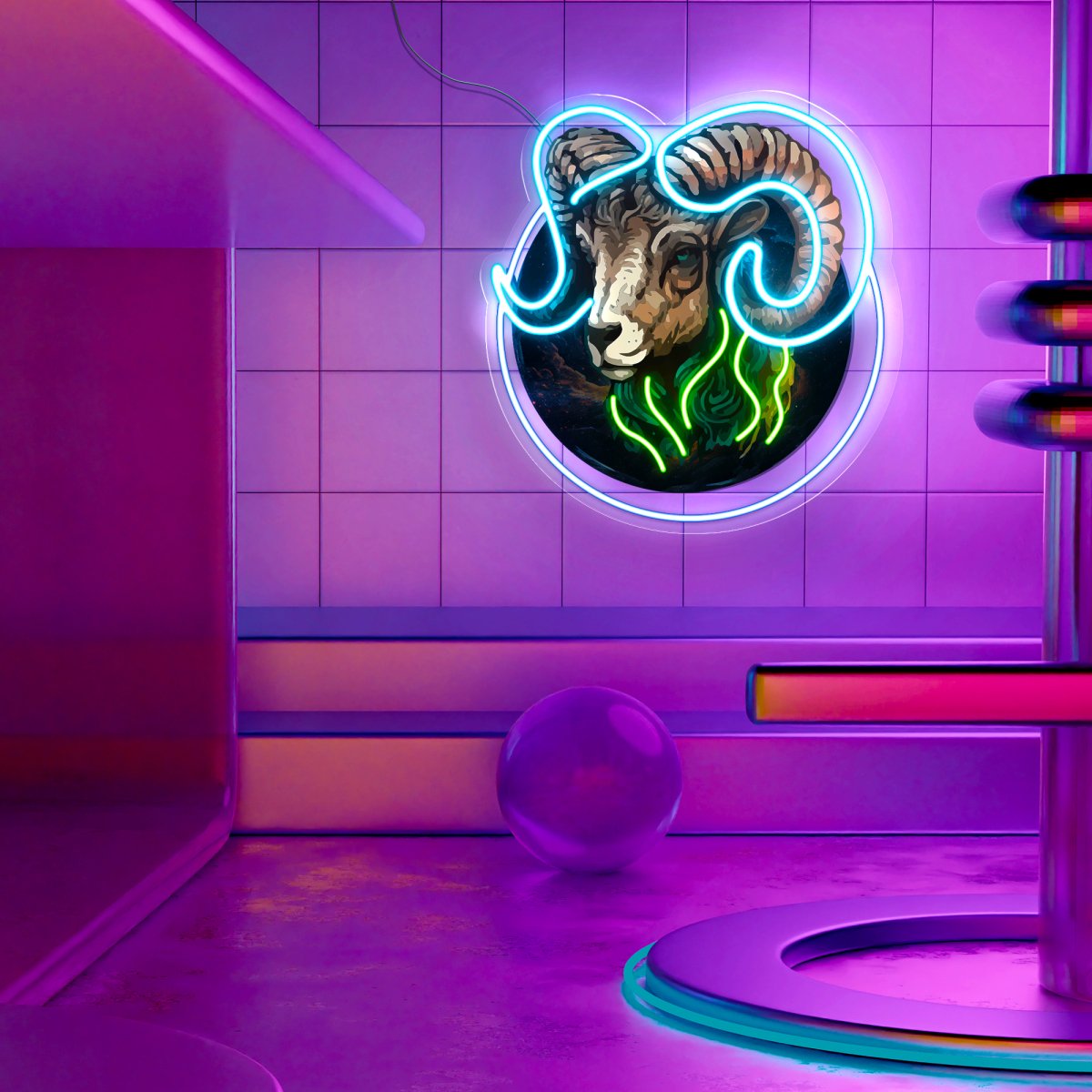 Aries Zodiac Artwork Led Neon Sign - Reels Custom