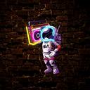 Astronaut and Boombox Artwork Led Neon Sign - Reels Custom