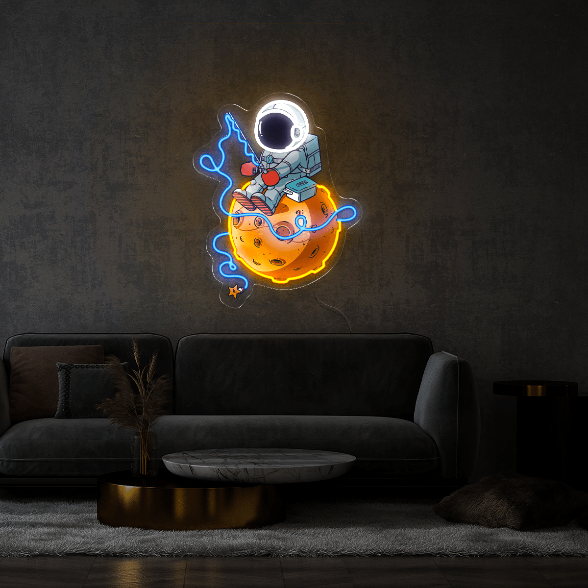 Astronaut Fishing Artwork Led Neon Sign - Reels Custom