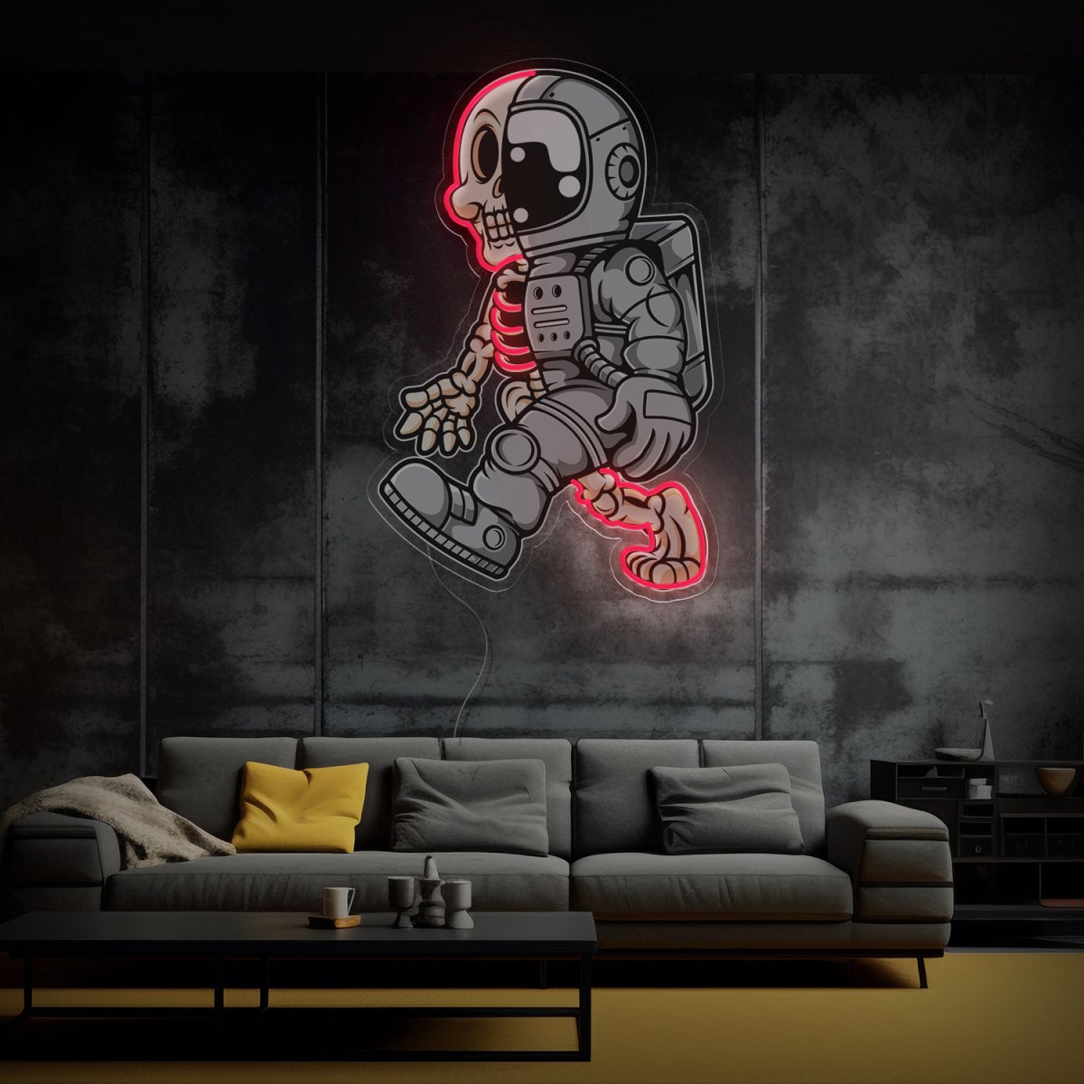 Astronaut Half Skull Led Space Artwork Led Neon Sign - Reels Custom
