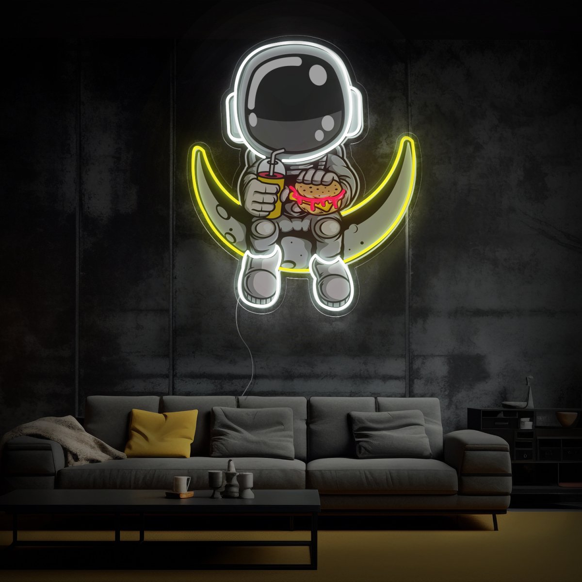 Astronaut Hamburger Led Space Artwork Led Neon Sign – Reels Custom