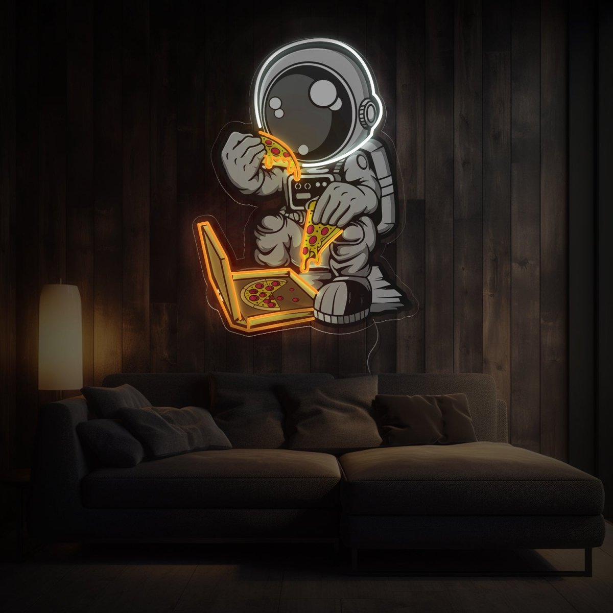 Astronaut Pizza Cartoon Space Artwork Led Neon Sign - Reels Custom