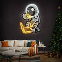 Astronaut Pizza Cartoon Space Artwork Led Neon Sign - Reels Custom