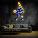 Astronaut Playing Baseball Space Artwork Led Neon Sign - Reels Custom