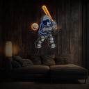 Astronaut Playing Baseball Space Artwork Led Neon Sign - Reels Custom