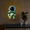 Astronaut Playing Soccer Ball Artwork Led Neon Sign - Reels Custom