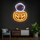Astronaut Pumpkin Halloween Space Artwork Led Neon Sign - Reels Custom