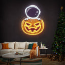 Astronaut Pumpkin Halloween Space Artwork Led Neon Sign - Reels Custom