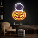 Astronaut Pumpkin Halloween Space Artwork Led Neon Sign - Reels Custom