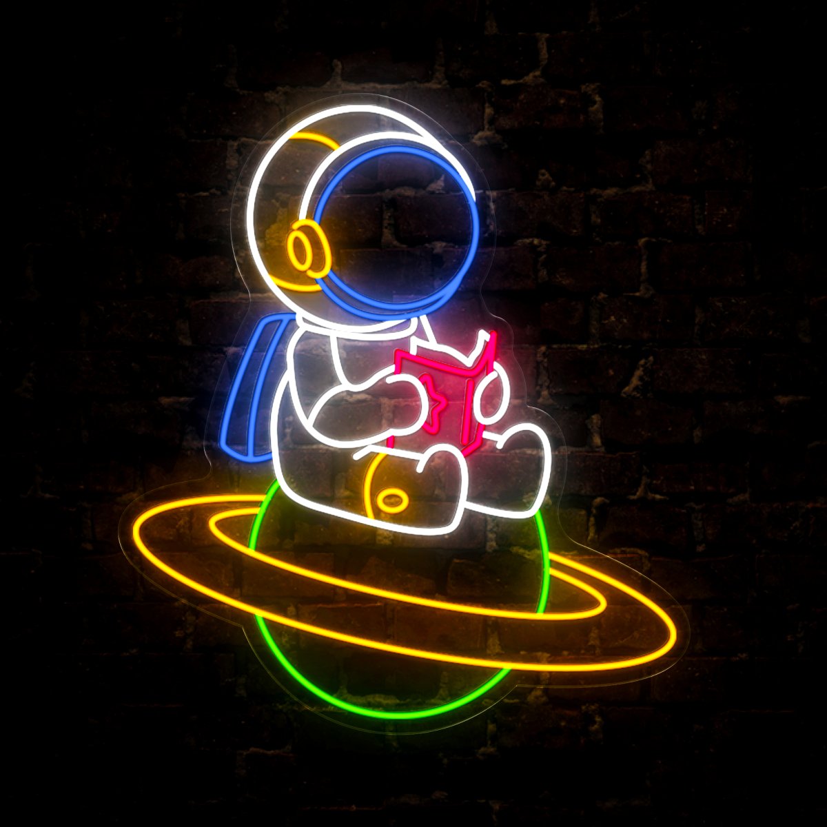 Astronaut Reading Book Neon Sign - Reels Custom