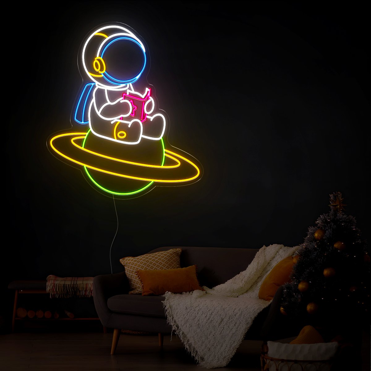 Astronaut Reading Book Neon Sign - Reels Custom