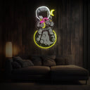 Astronaut With Donut And Coffee On Moon Space Artwork Led Neon Sign - Reels Custom