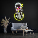 Astronaut With Donut And Coffee On Moon Space Artwork Led Neon Sign - Reels Custom