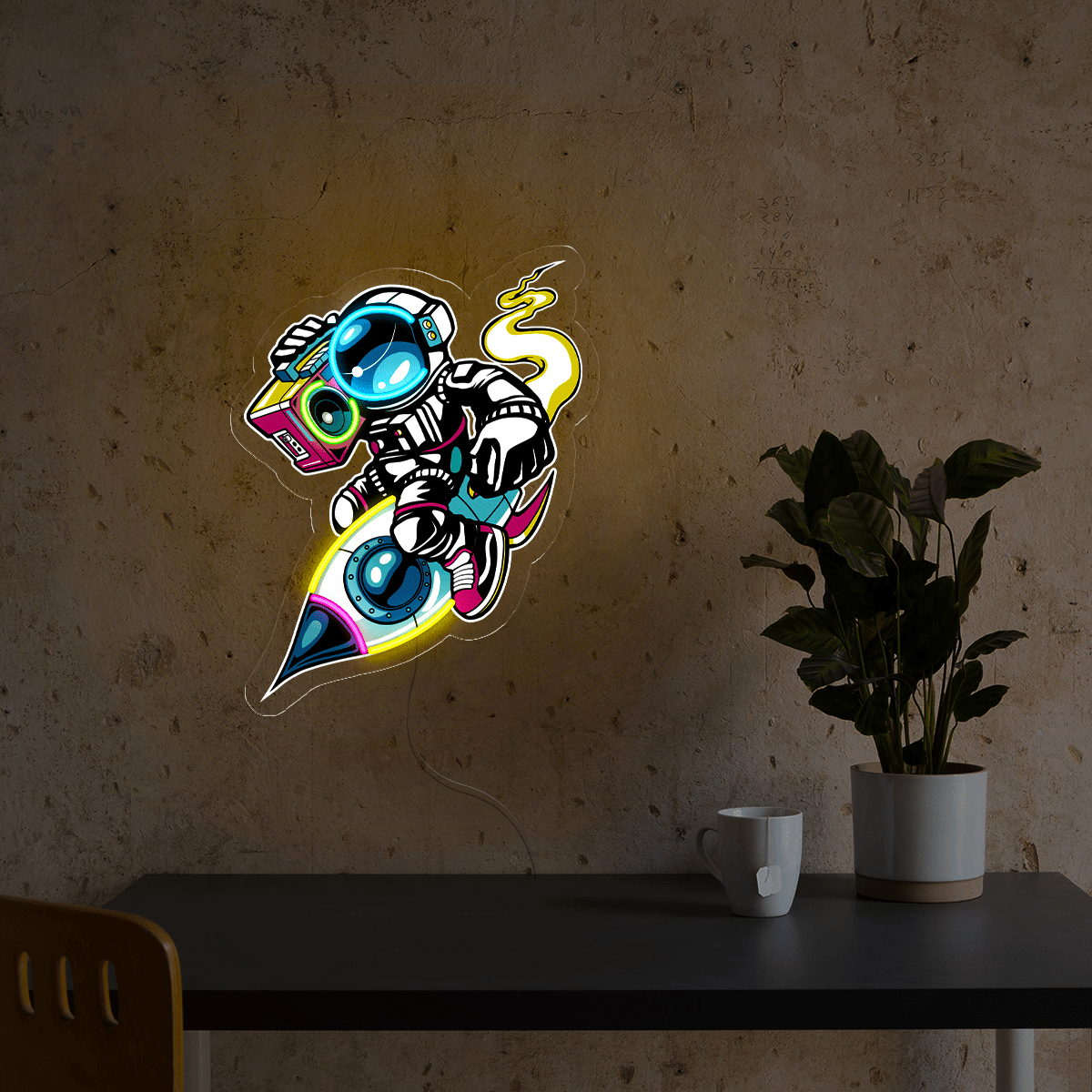Astronauts enjoying Space Artwork Led Neon Sign - Reels Custom