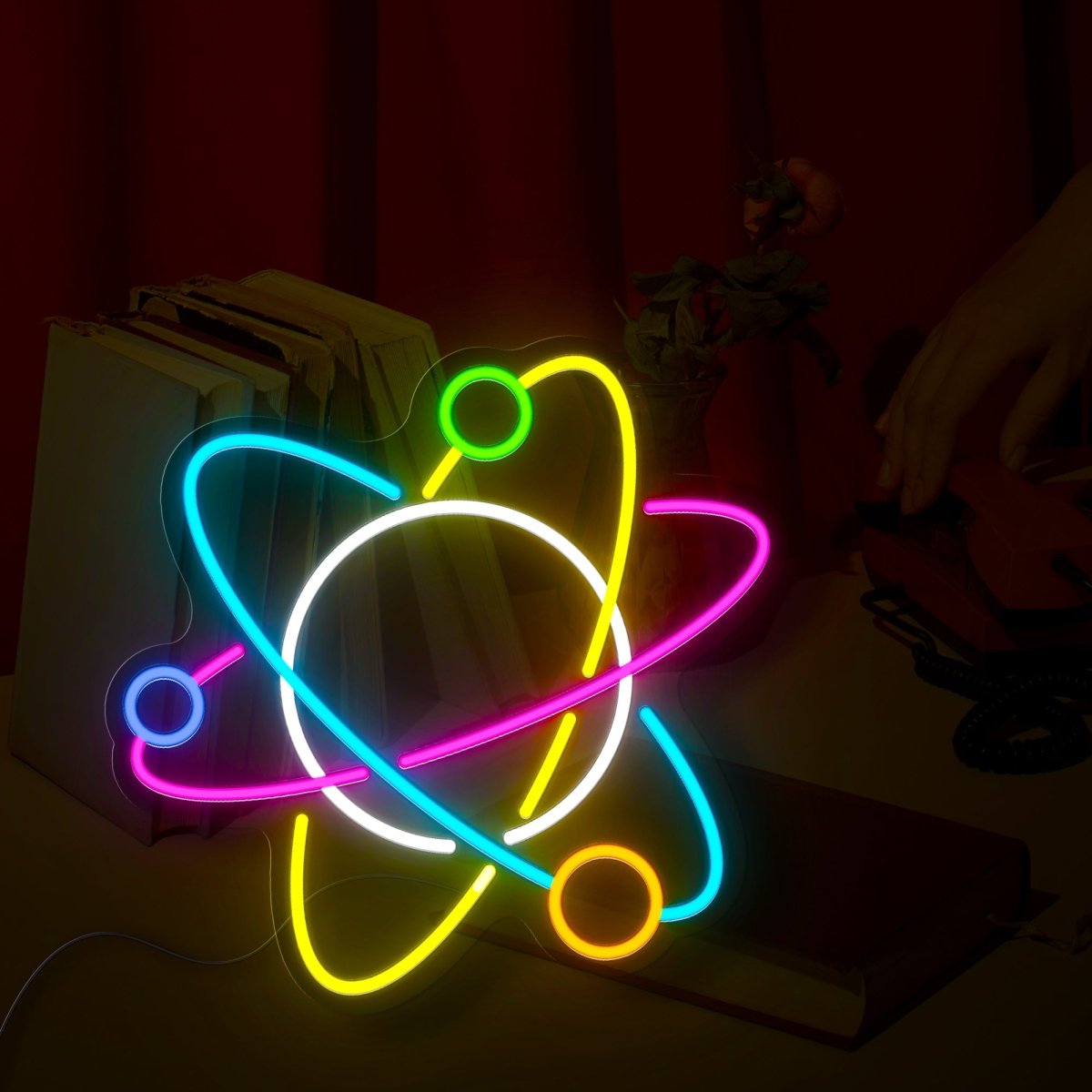 Atoms Outline Icon Elements Of Education Neon Sign - Reels Custom
