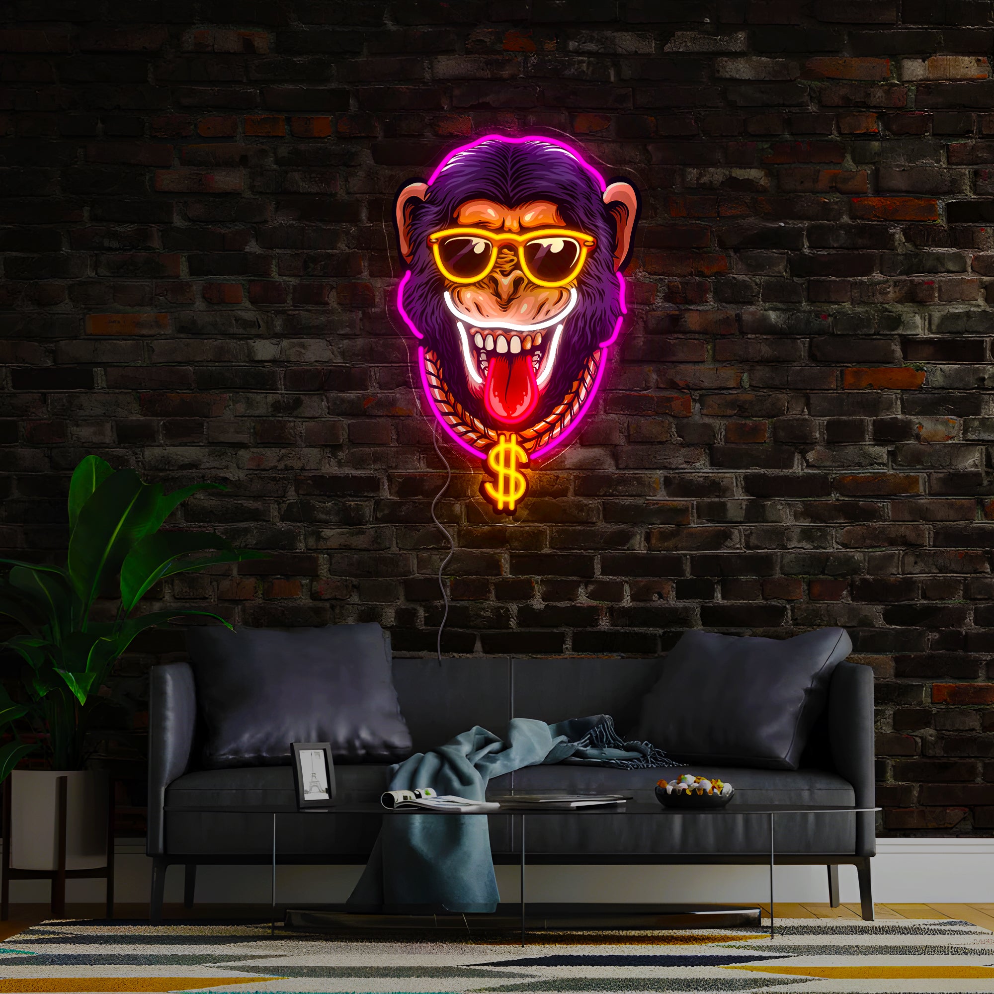 Millionaire Monkey Artwork Led Neon Sign