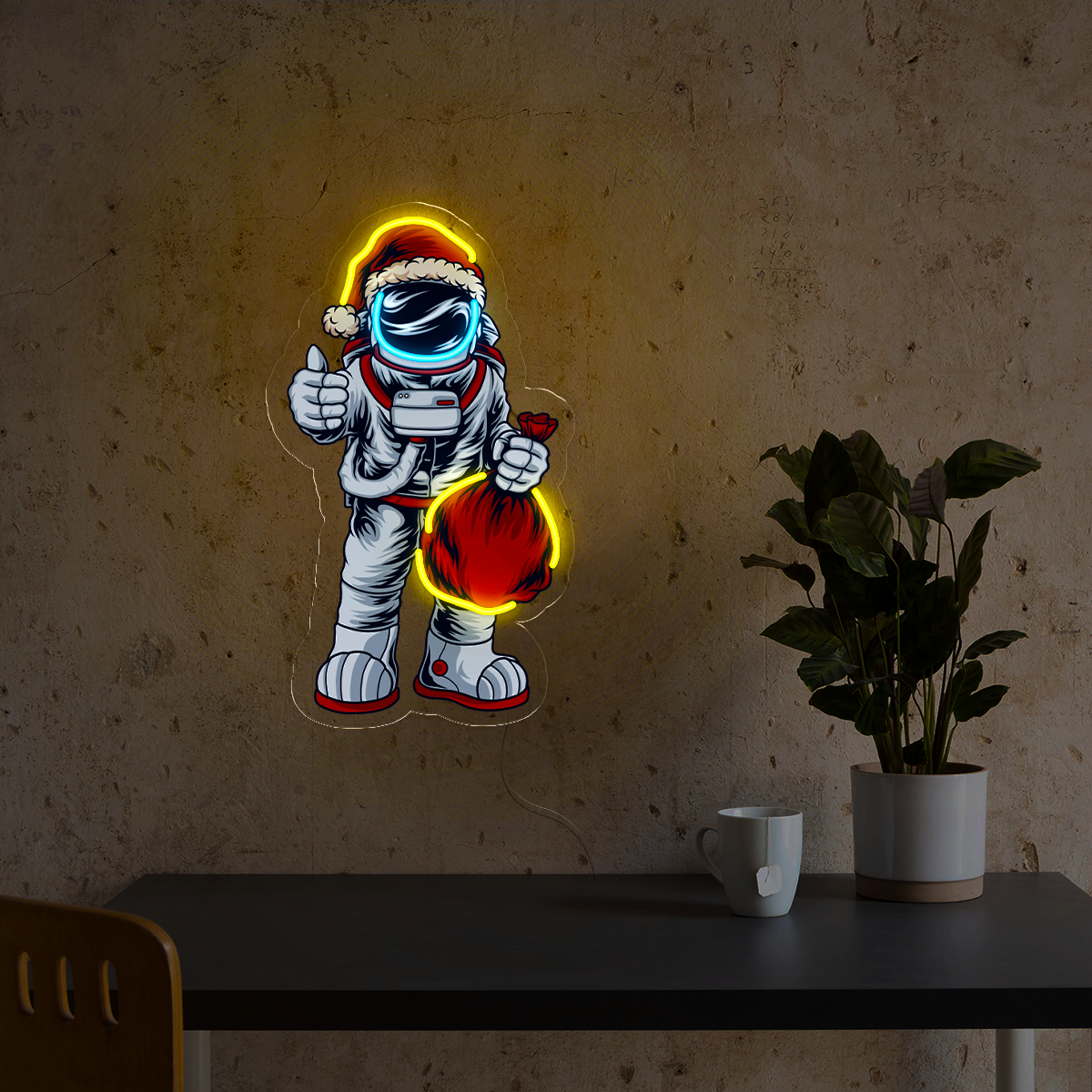 Astronaut Santa Artwork Led Neon Sign