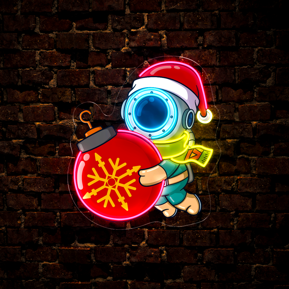 The Diver is carrying a Large Christmas Ornament Artwork Led Neon Sign