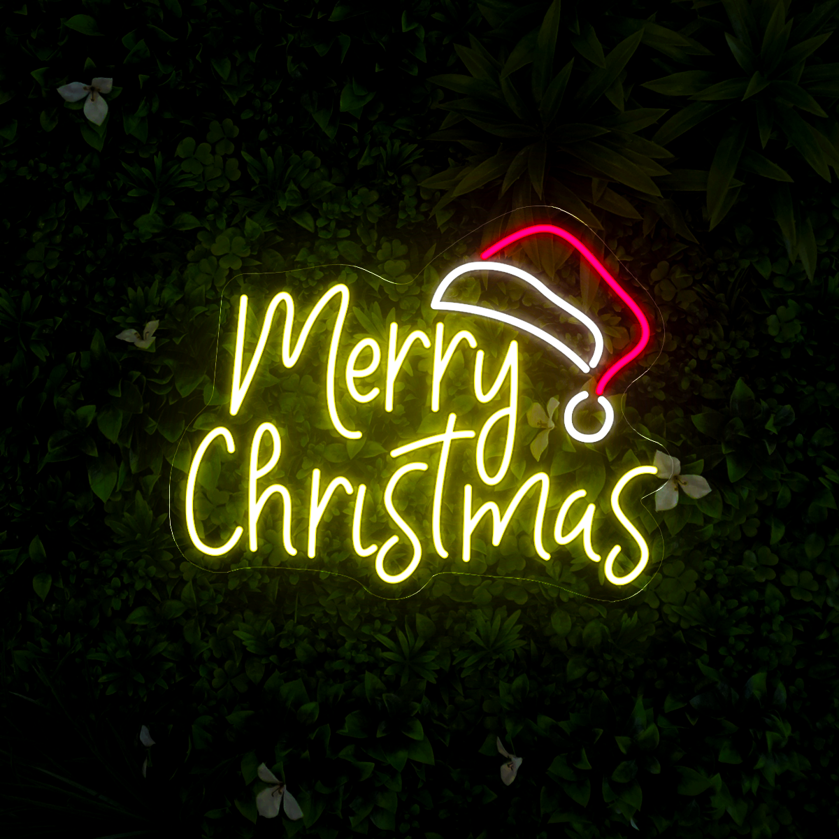 Merry Christmas with Santa Hat Led Neon Sign