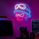 Biker Helmet Cartoon Character Neon Sign - Reels Custom
