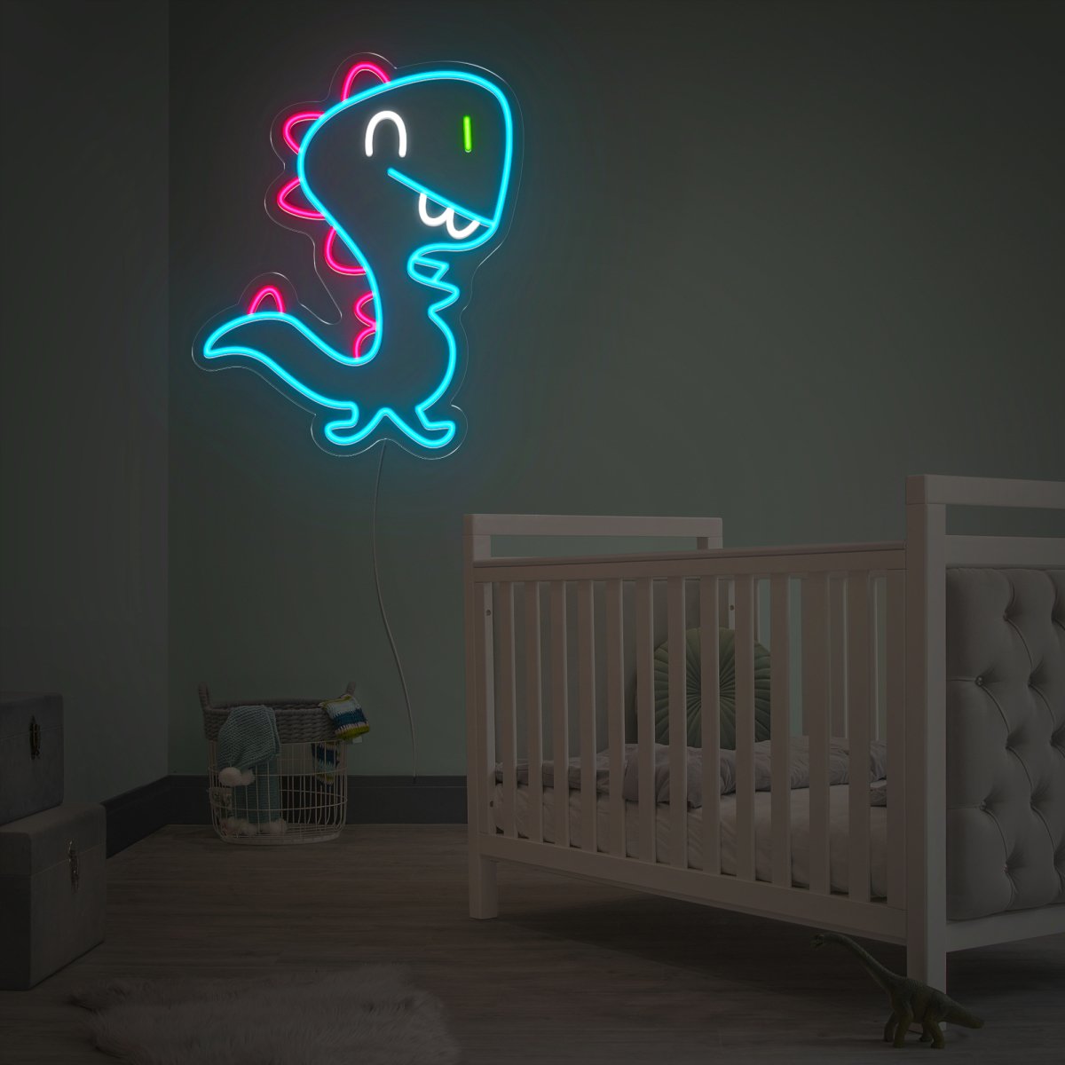 Blue Dinosaur Neon Sign For Kids Room Decor - Reels Custom