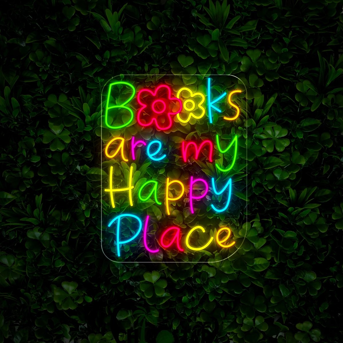 Books Are My Happy Place Neon Sign - Reels Custom