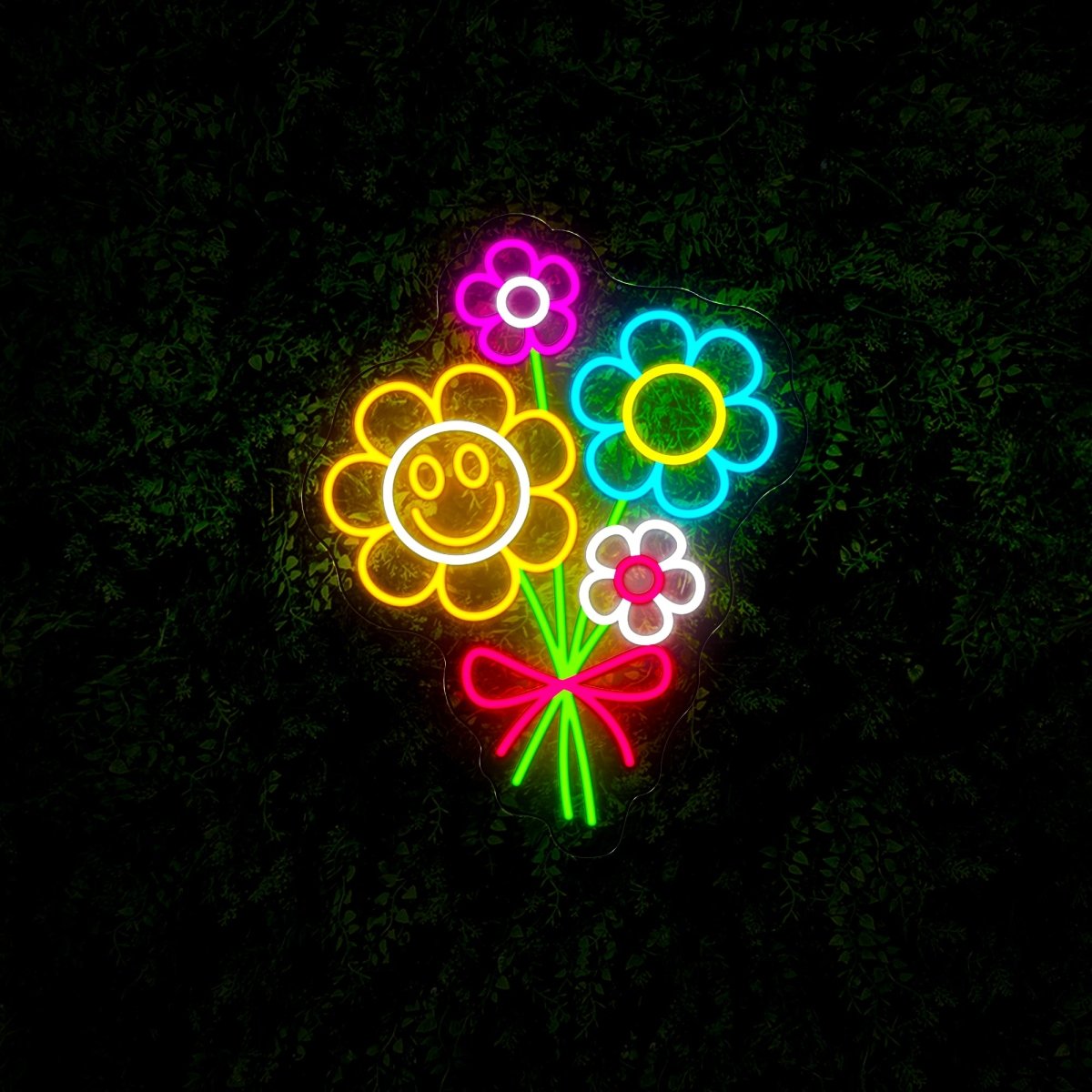 Bouquet Of Cute Smiley Flower Led Neon Sign - Reels Custom
