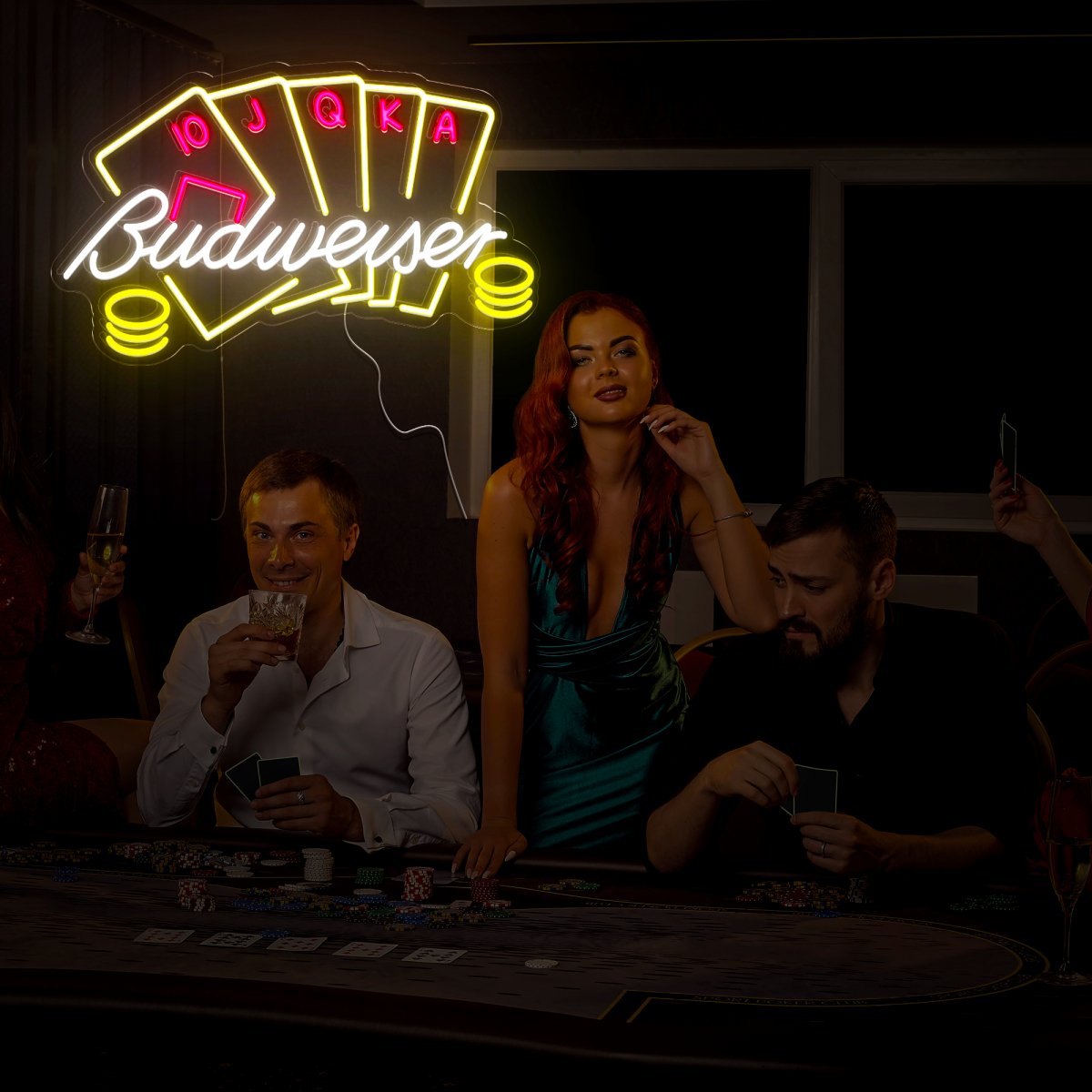 Bud Poker Casino Neon Sign - Reels Custom