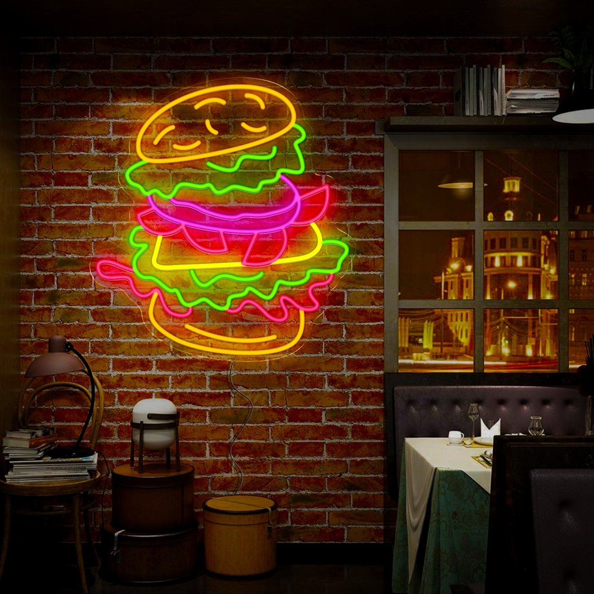 Burger Neon Sign - Reels Custom