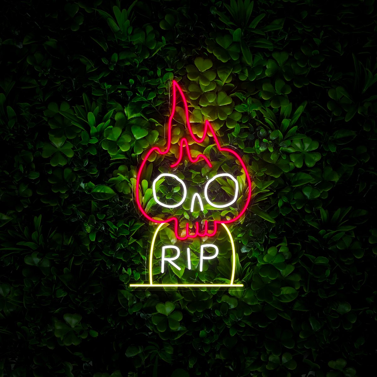 Burning Skull On Tombstone Neon Sign - Reels Custom