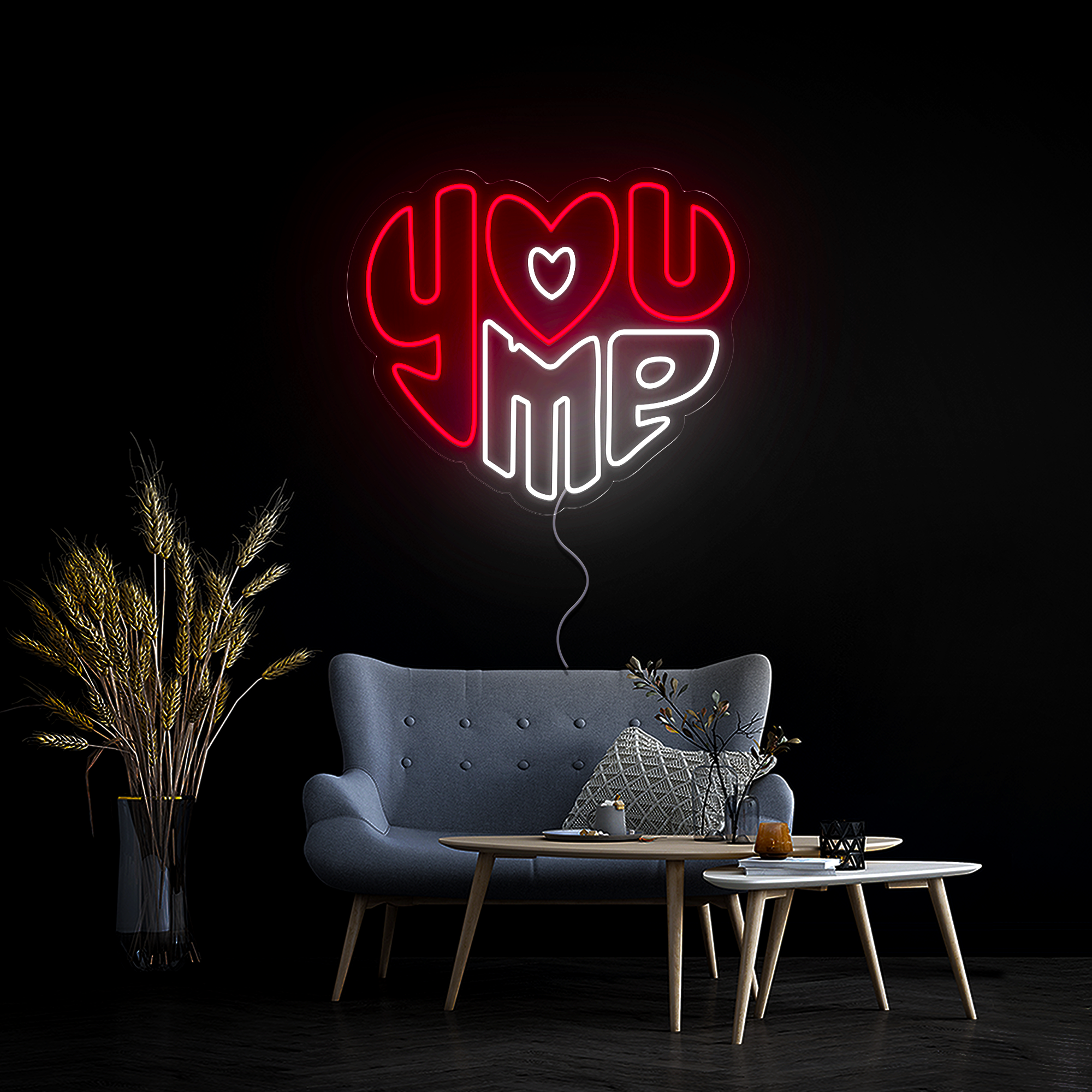 You Me Heart shape Neon Sign